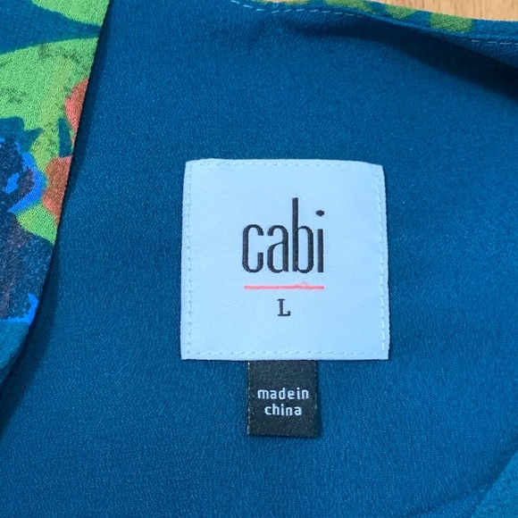 CAbi Teal Floral Print Still Life Cami Blouse - Picture 6 of 12